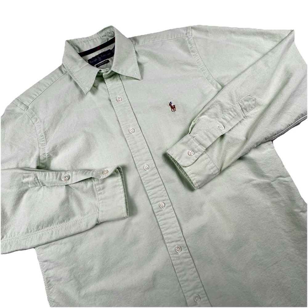 Vintage Polo Ralph Lauren Button Down Shirt Men M Green LS Y2K Classic Fit